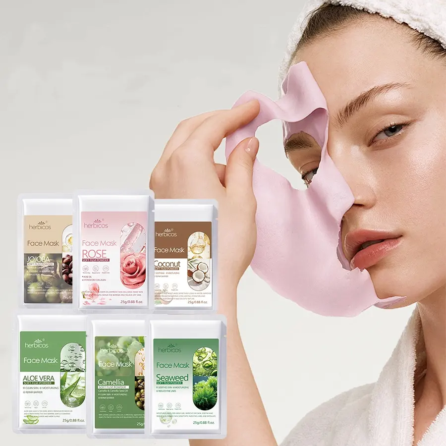 Wholesale 100%Natural Whitening Cooling Collagen Face Mask Powder Spa Peel Off Jelly Mask for Nose Neck Vitamin C Herbal