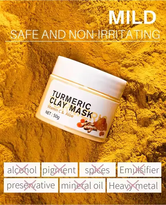 Private Label Turmeric Mud Facial Mask Face Skin Care Brighten Repair Anti-Acne Tumeric Clay Mask