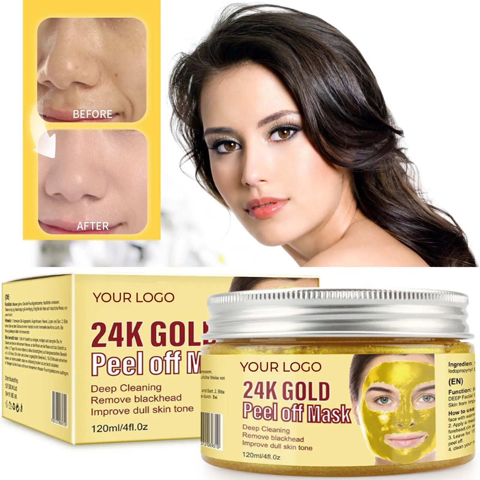 OEM 24K Clay Gold Mask Exfoliating Blackhead Deep Cleaning Facial Care Moisturizing Anti-Wrinkle Mask for Face