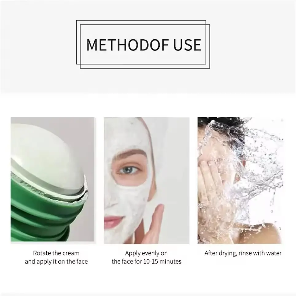Private Label Green Tea Stick Mud Pink Eggplant Yeast Clay Cream Face and Nose Use with Vitamins C and Herbs