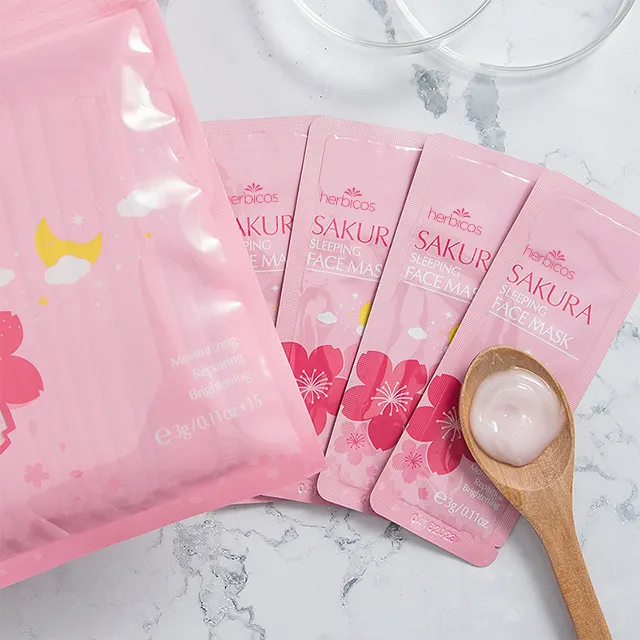 Herbicos Natural Plant Extraction Portable Travel Face Wash Free Brightening Sakura Sleeping Facial Mask