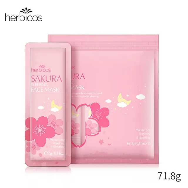 Herbicos Natural Plant Extraction Portable Travel Face Wash Free Brightening Sakura Sleeping Facial Mask