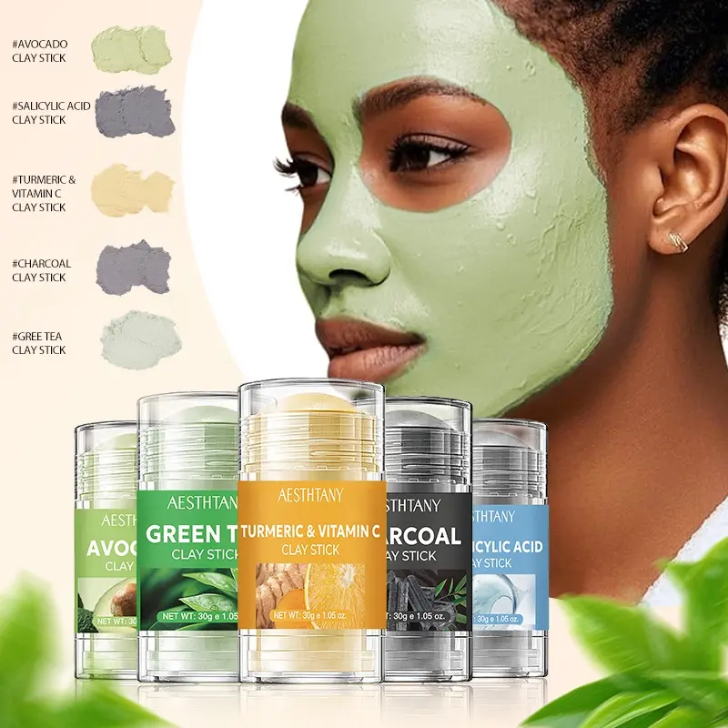 AESTHTANY Facial Mud Mask Stick 30g Deep Cleansing Pore Refining Avocado Turmeric 2% Salicylic Acid Bulk Supply for Daily Care