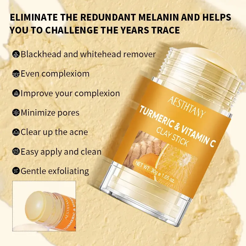 AESTHTANY Facial Mud Mask Stick 30g Deep Cleansing Pore Refining Avocado Turmeric 2% Salicylic Acid Bulk Supply for Daily Care