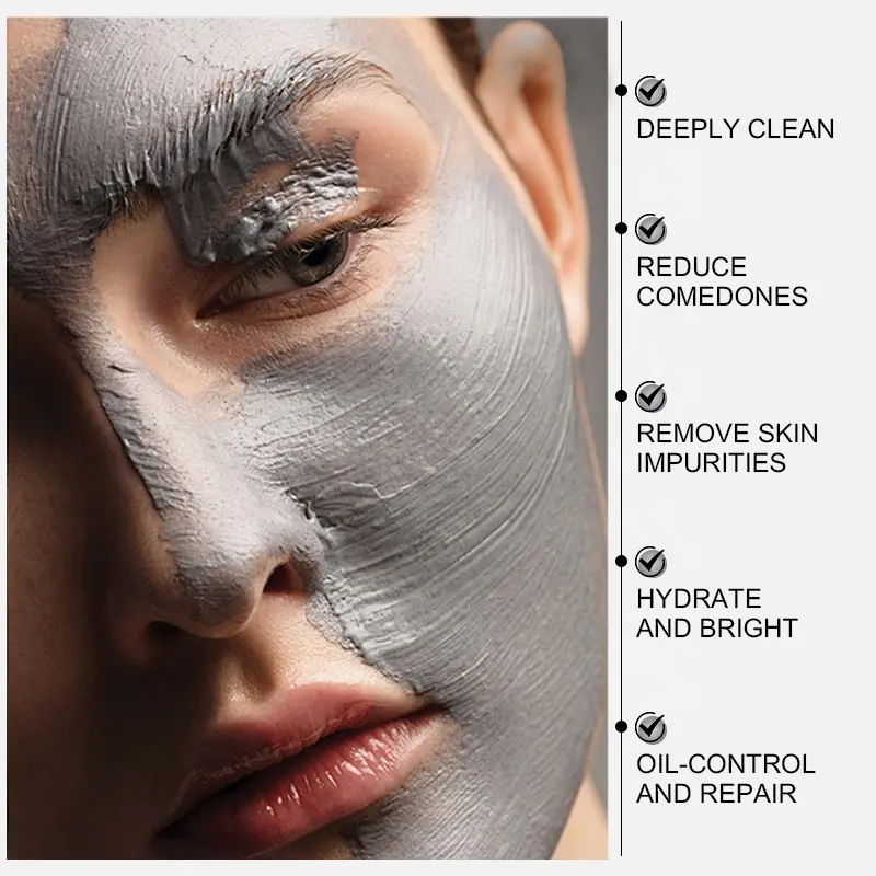 AESTHTANY 50ml Magnetic Mud Mask Iron Powder Seaweed Bisabolol Deep Pore Cleansing Moisturizing Oil Control All Skin Types detail