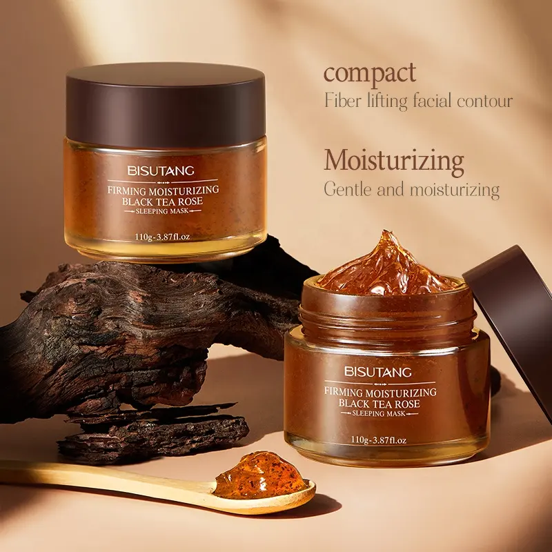 OEM Black Tea Rose Infused Overnight Facial Mask Continuous Hydrating Smoothing Stabilize Skin Soften Facial Nourishing Care