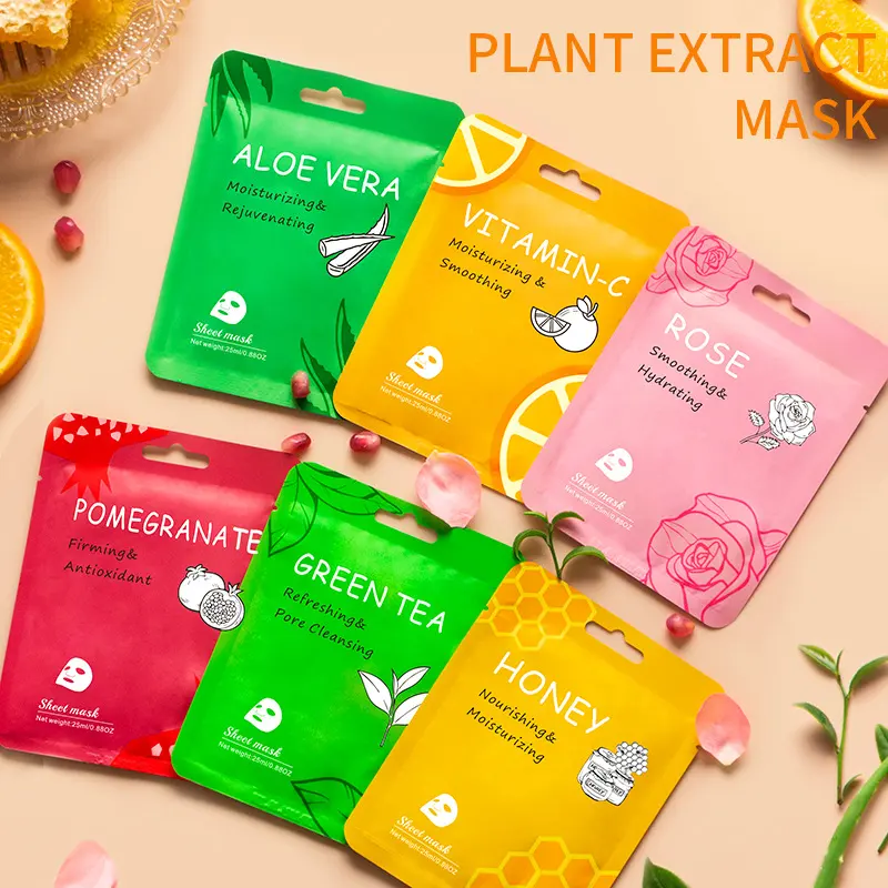 Fruit Moisturizing Repair Firming Sheet Mask Shrink Pores Vitamin C Aloe Vera Fruit Facial Mask