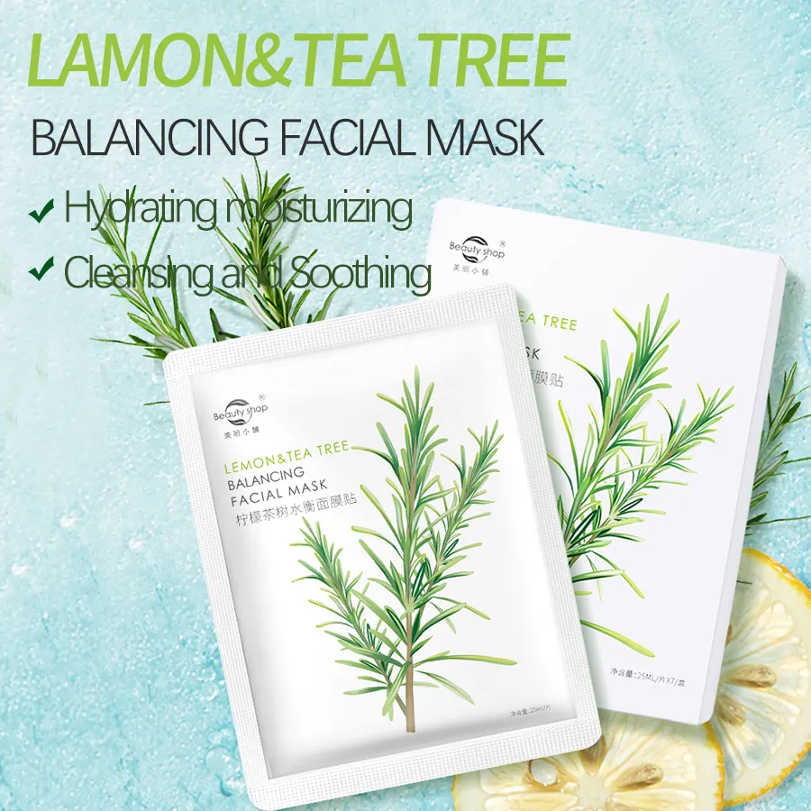 Lemon Tea Tree Hydration Facial Mask Sticker Cream Moisturizing Whitening Skincare for Dry Skin Repair Crystal Facemask for Face