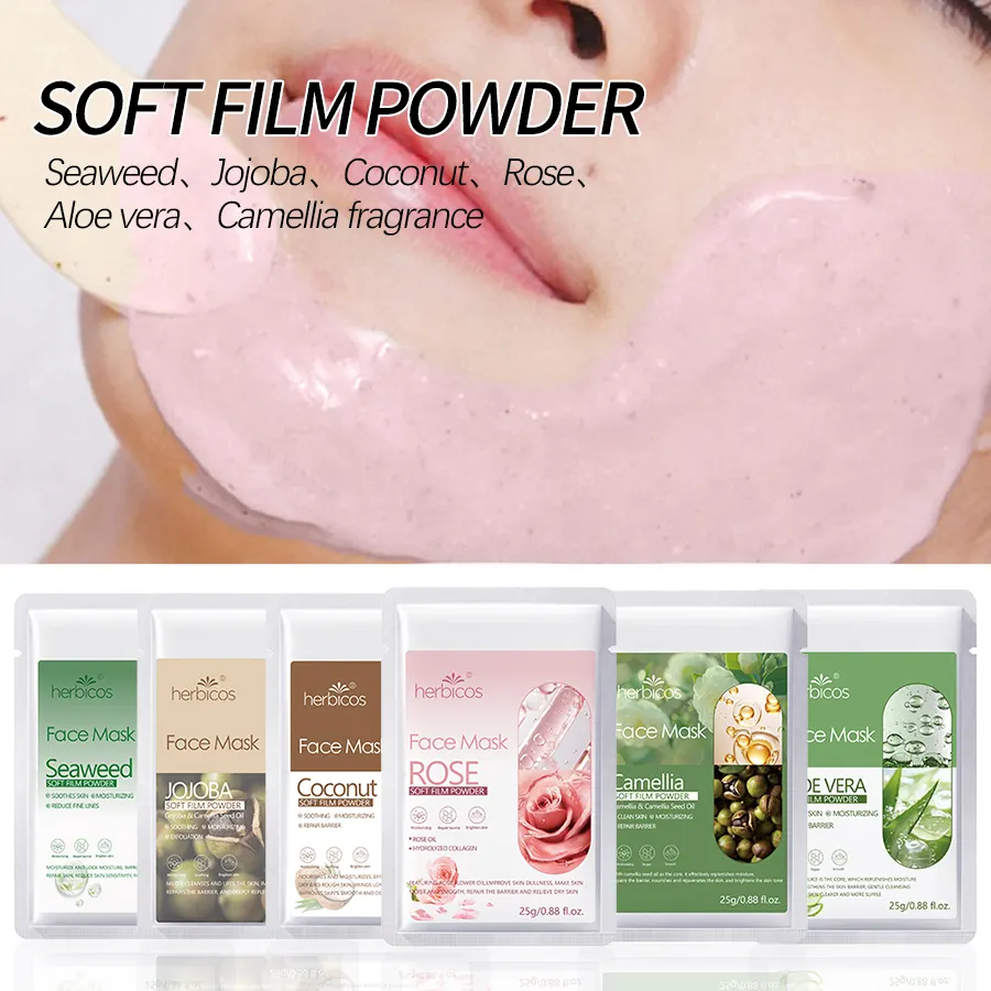 OEM ODM Skin Care Jelly Mask Powder Whitening Moisturizing Clean Pores Organic Rose Coconut Aloe Collagen Facial Mask Powder