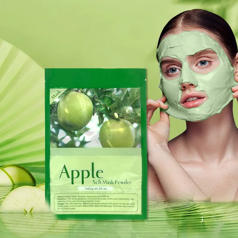 Herbicos Hot Sale Free Sample Apple Smell Private Label Beauty Salon Soft Powder Clay Face Facial Whitening Masking Powder MUD