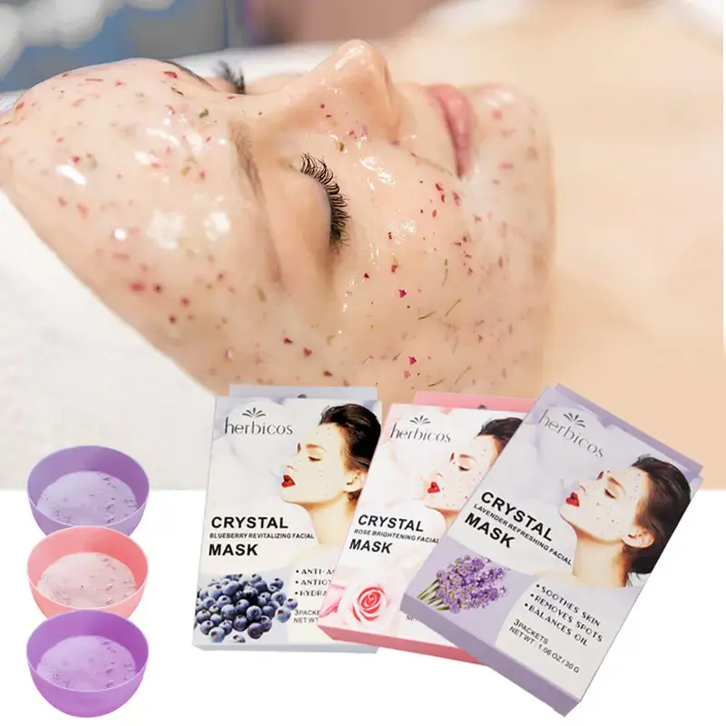 Herbicos Natural Collagen Soft Jelly Facial Clean Peel Off Rubber Anti Wrinkle Moisturizing Masking Powder
