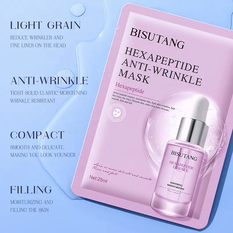 OEM Hexapeptide Anti-Wrinkle Facial Sheet Firm Plump Calendula Camellia Sodium Hyaluronate Acetyl Hexapeptide-8 Reduced