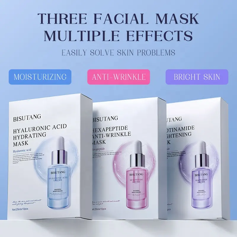 OEM Hyaluronic Acid Moisturizing Facial Mask Hydrating Relieving Dryness Sodium Hyaluronate Aloe Vera Colden Chamomile