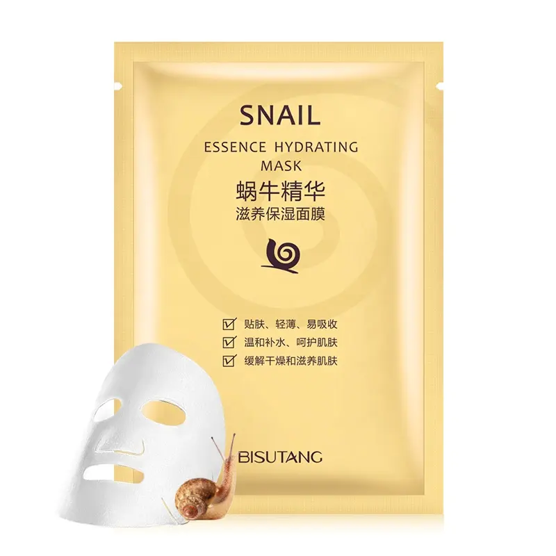 BISUTANG Snail Extract Facial Mask Vegan Ingredients Nourishing Moisturizing 10pcs/Box Factory Wholesale Skin Care Cosmetic