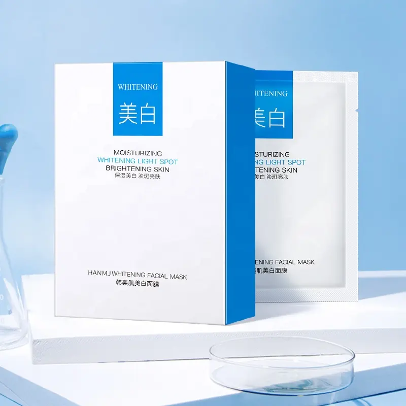 Hanmj Wholesale Mild Skin Care Products Whitening Lightening Hydrating Sheet Mask Cotton Face Mask Arbutin Yellowing Hydrating