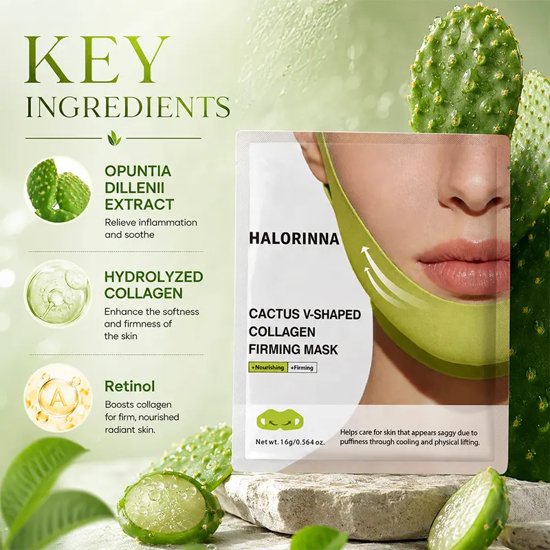 HALORINNA OEM Contour Sculpting V Mask Cactus Anti-Inflammatory Complex Hydrate Slack Cheek Skin Daily Lifting Skincare