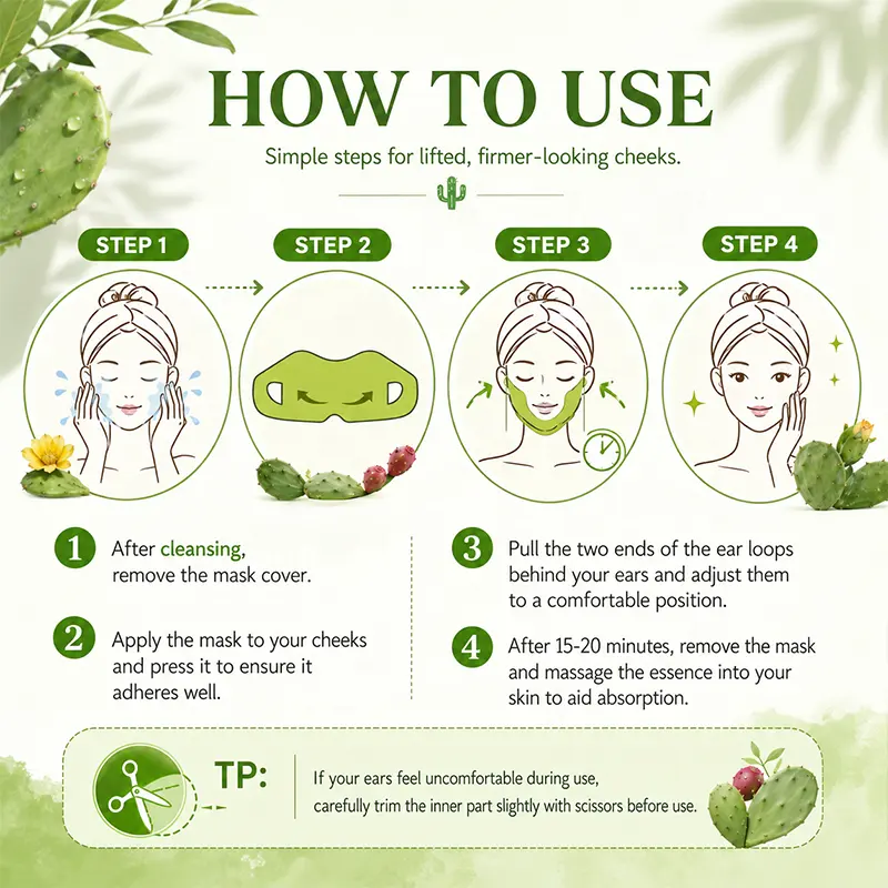 HALORINNA OEM Contour Sculpting V Mask Cactus Anti-Inflammatory Complex Hydrate Slack Cheek Skin Daily Lifting Skincare