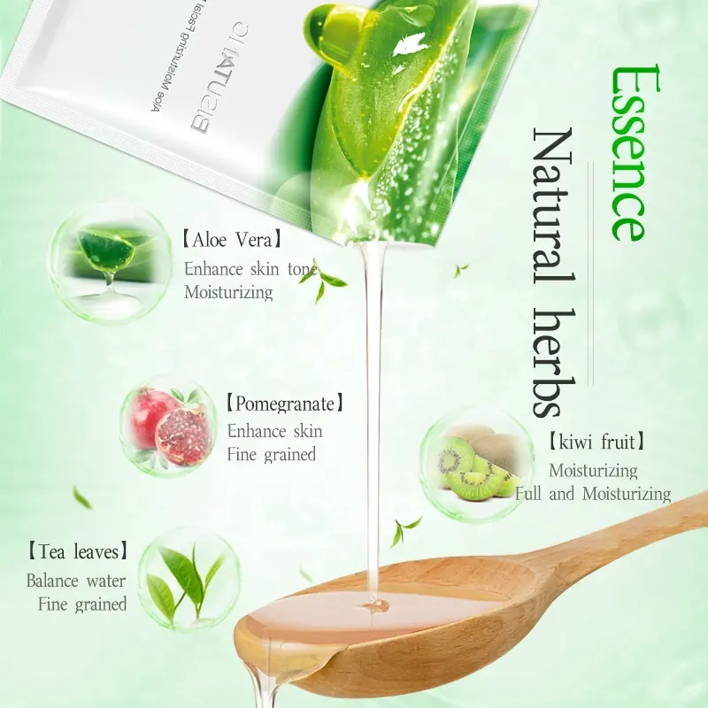 BISUTANG 10PCS/Box Cotton Aloe Vera Hydrating Moisturizing Sheet Face Mask Hyaluronic Acid Clarifying Oil Control Nourishing