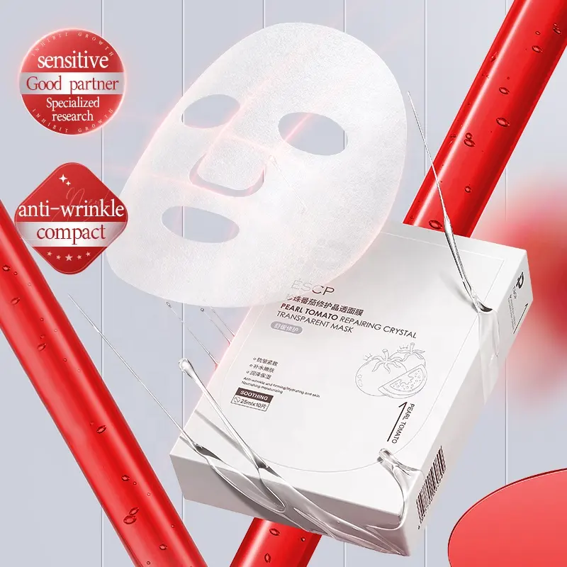 ESCP Pearl Tomato Brightening Face Sheet Deep Continuous Hydration Boost Natural Skin Healthy Luster Soothing Daily Facial Care