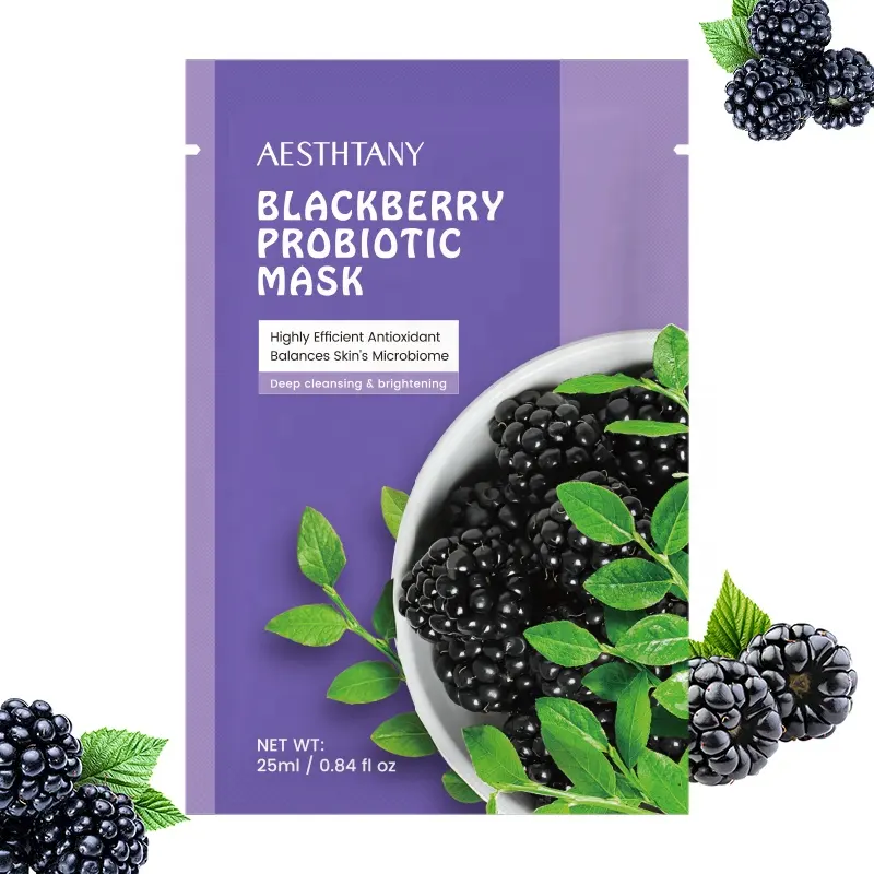 AESTHTANY Blackberry Probiotic Facial Sheet 25ml*10 Sheets Multi Nutrient Surface Harmony Boost Native Soft Skin Radiance Care