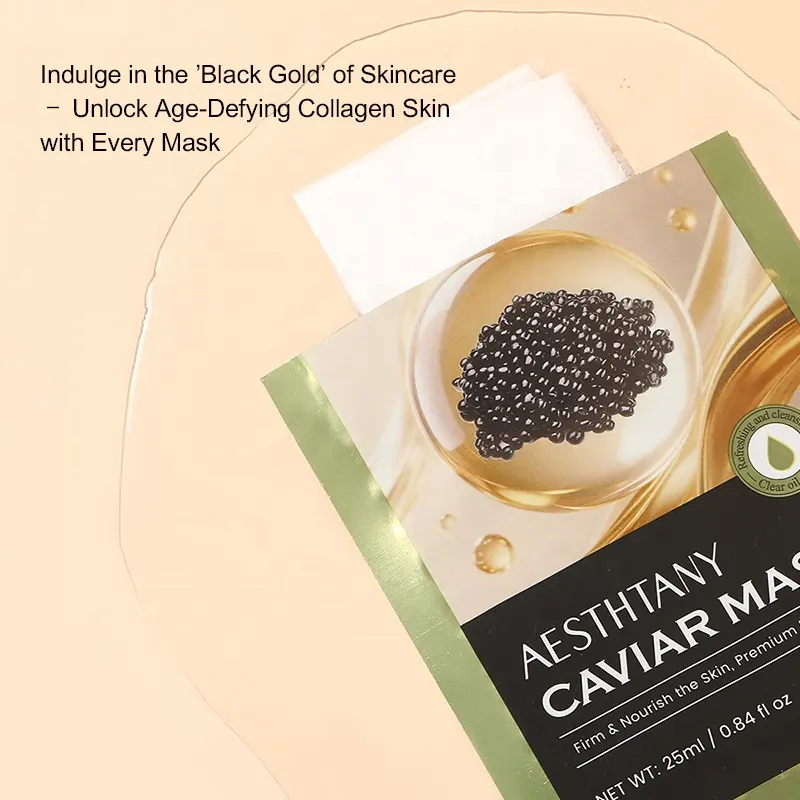 AESTHTANY CAVIAR MASK 25ml*10 Tablets Plump Supple Touch Deep Nourishing Skin Barrier Enhance Skin Elasticity Facial Care OEM