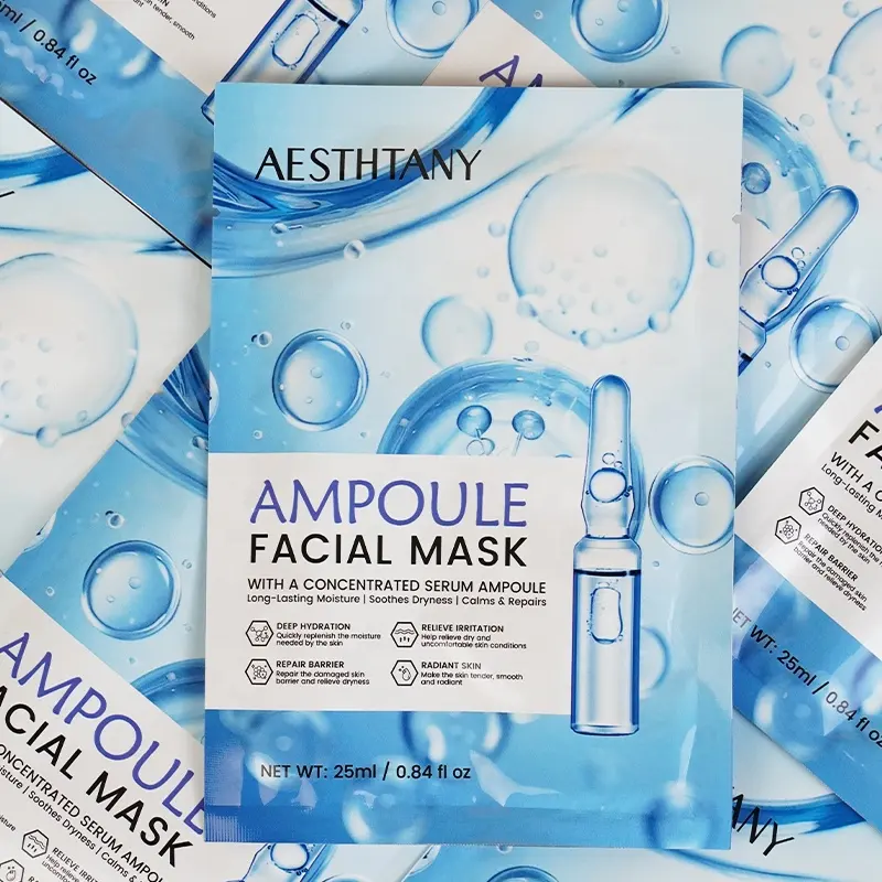 AESTHTANY Ampoule Facial Mask 25ml*10 Soothing Rejuvenating Elasticity Enhancing Nourish Skin Barrier for Daily Hydrating Care