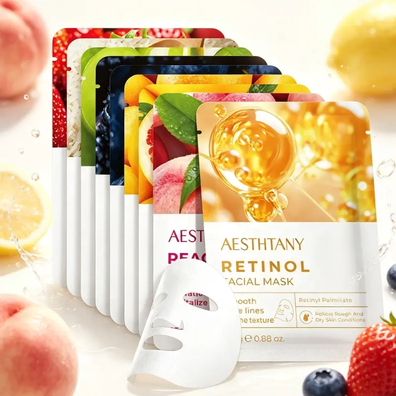 Custom Logo Blueberry Facial Mask 25g*10 Soothing Facial Sheet Mask Hydrating Anthocyanin for Refreshing Care OEM
