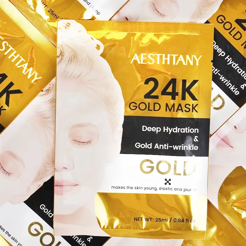 AESTHTANY 24K Gold Facial Sheet 25ml*10 Tablet Contour Refining Calming Maintain Skin Plumpness Elasticity Facial Relaxing Care