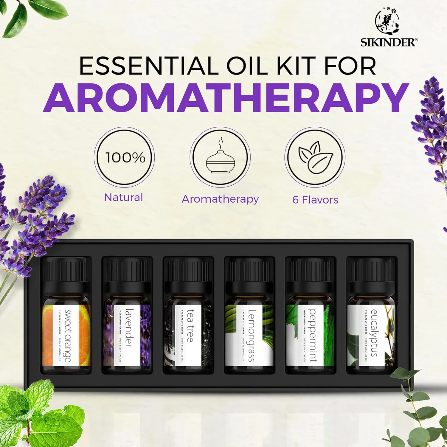 Hot Sale Pure Nature Organic Essential Oils Tea Tree Peppermint Lavender Diffuser with Myrrh Sandalwood Wholesale Selling Points