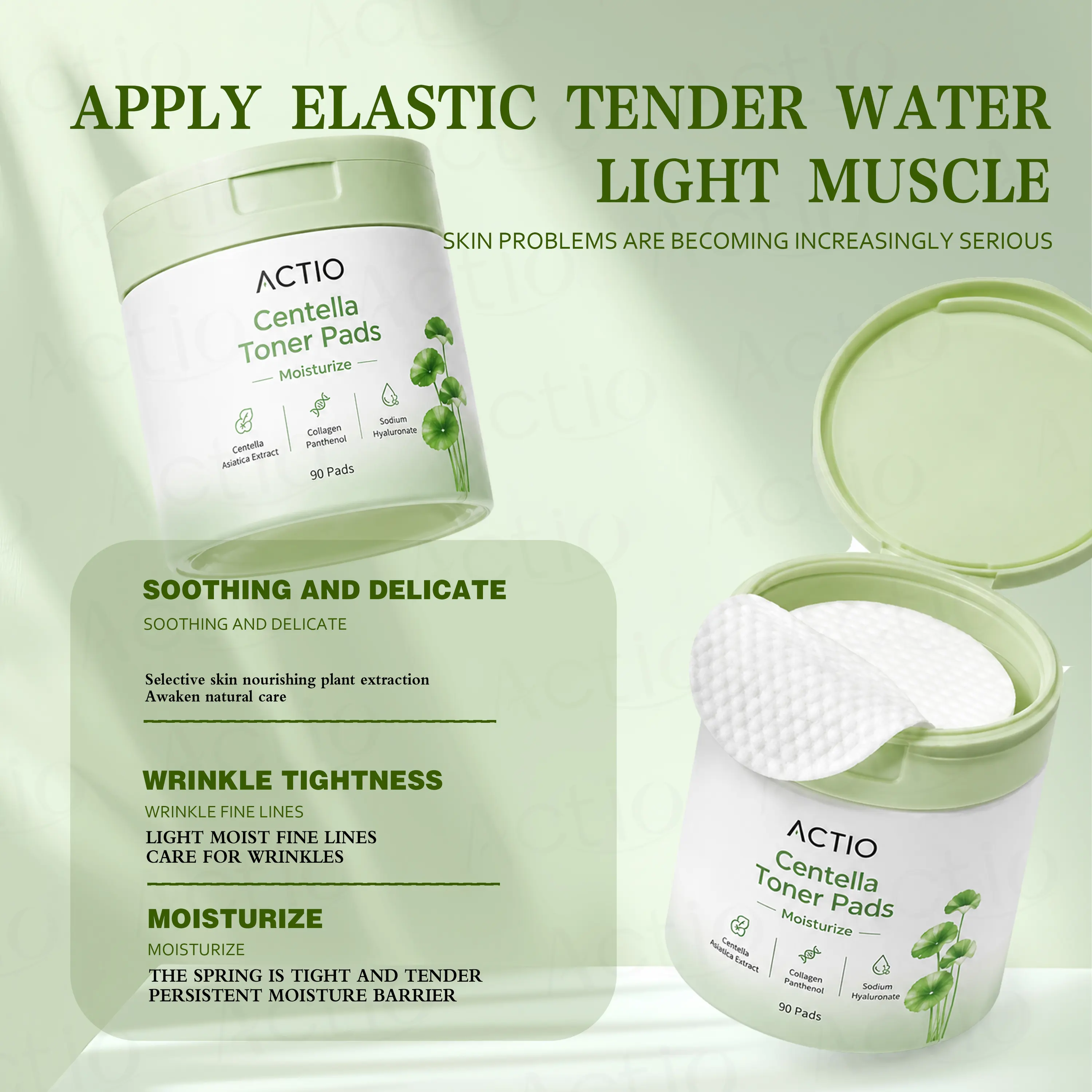 Private Label Centella Asiatica Toner Pad Sensitive Skin Calming and Soothe Skin Glowing Toner Pads