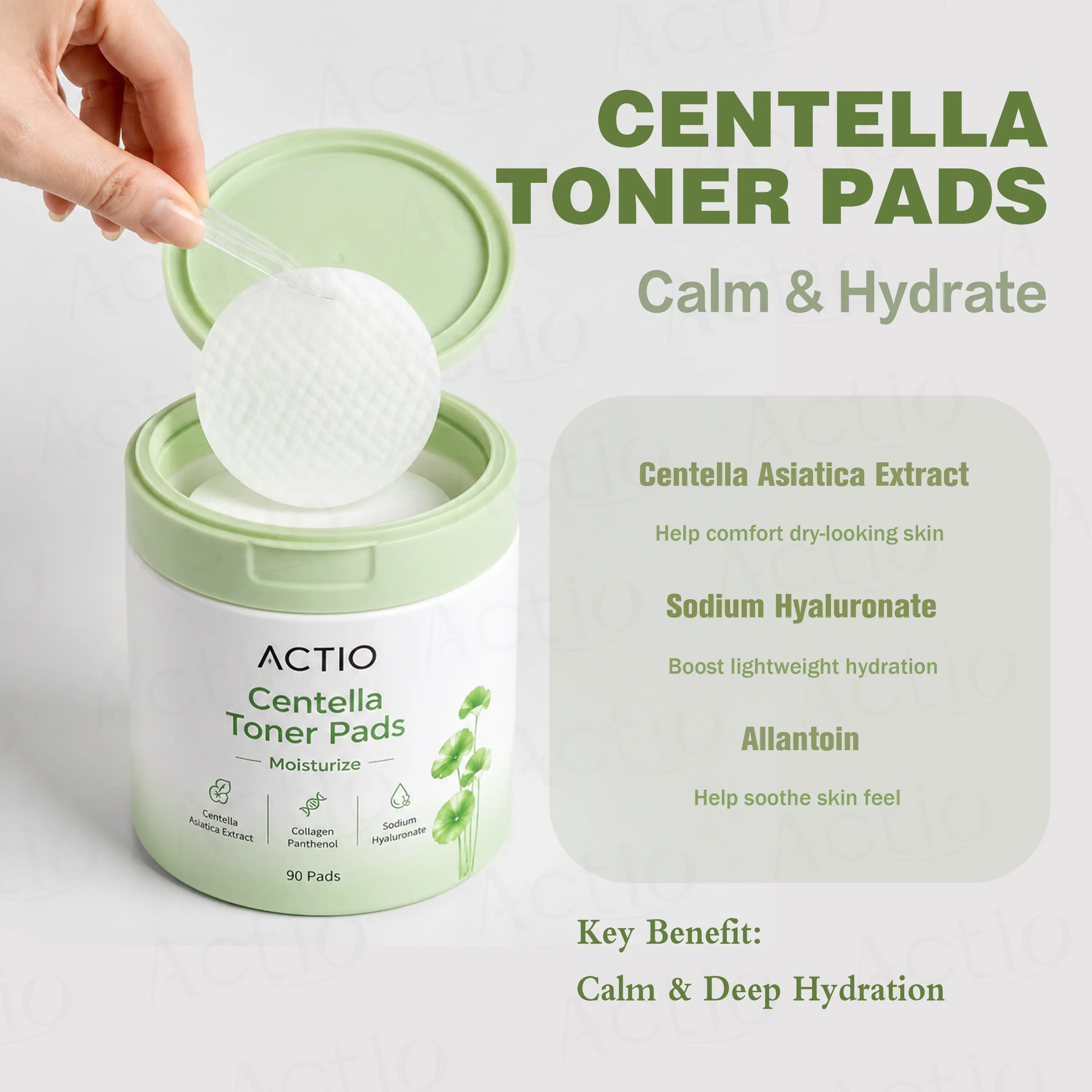 Private Label Centella Asiatica Toner Pad Sensitive Skin Calming and Soothe Skin Glowing Toner Pads