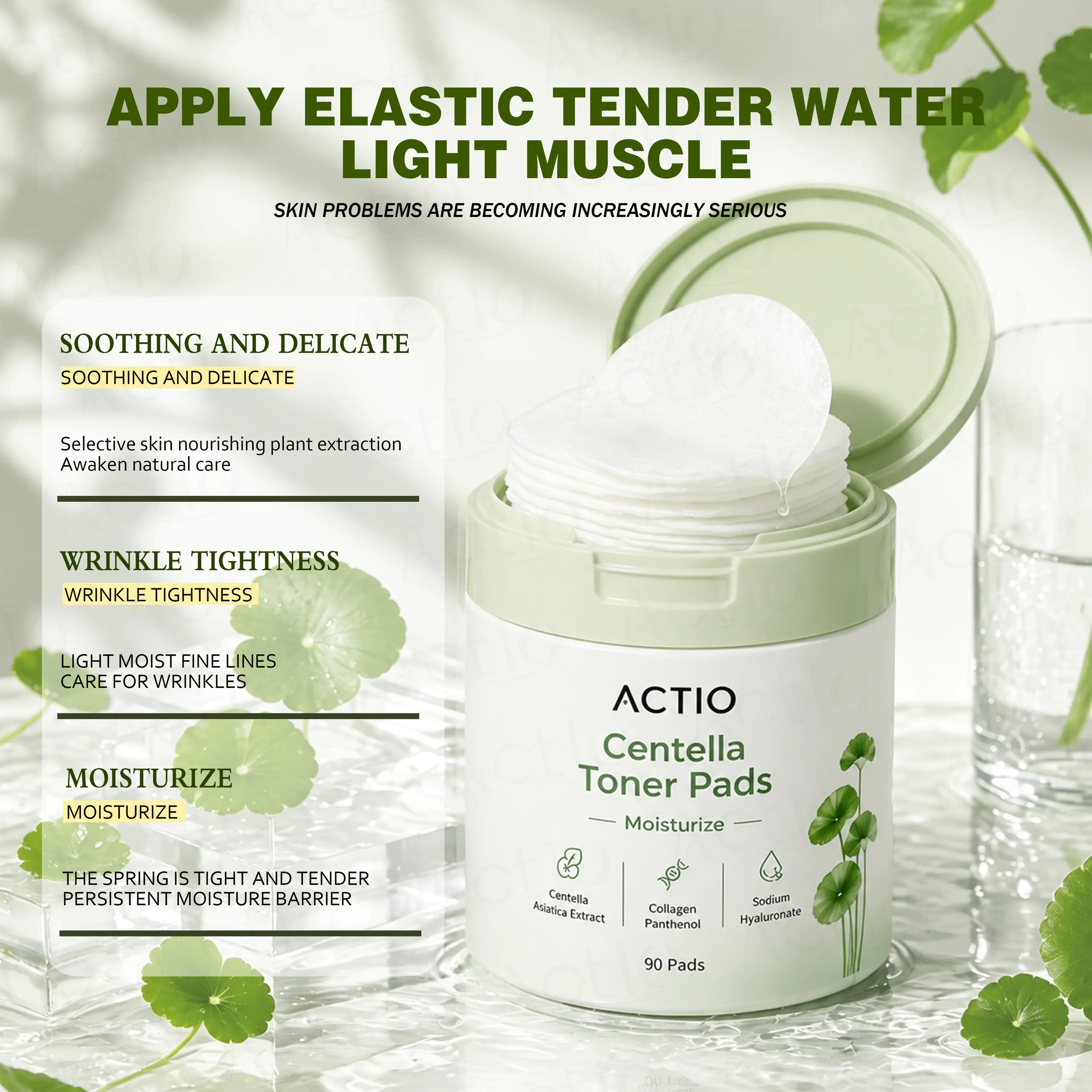 Private Label Centella Asiatica Toner Pad Sensitive Skin Calming and Soothe Skin Glowing Toner Pads