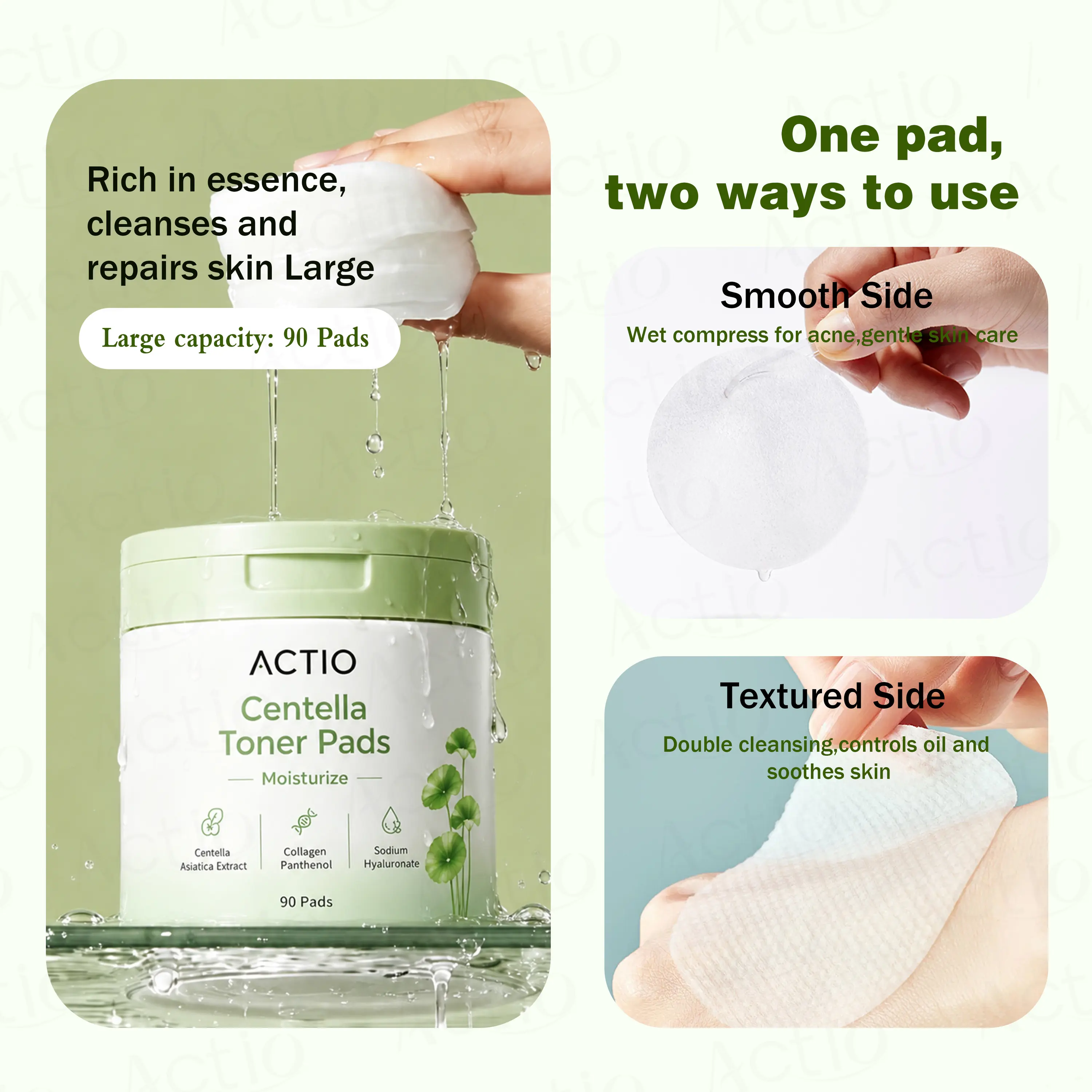 Private Label Centella Asiatica Toner Pad Sensitive Skin Calming and Soothe Skin Glowing Toner Pads