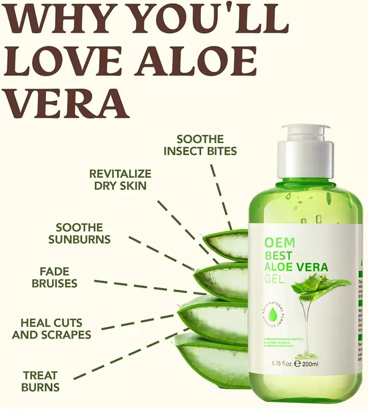 Wholesale Brightening Aloe Vera Gel Natural Soothing Repairing for Women Man Aloe Vera Gel Soothing Skin Gel