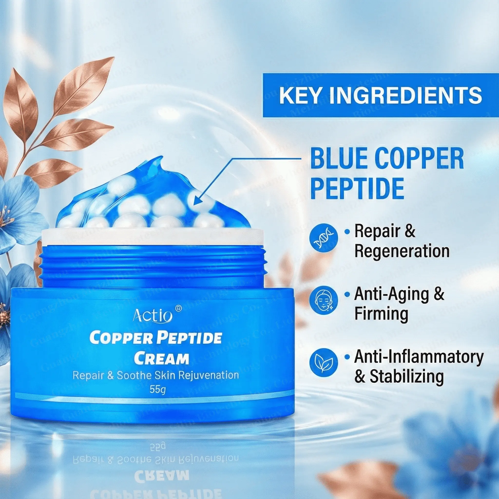 High Quality Ha + Copper Peptide Cream Multi-Peptide Formula Nourishing Smoothing Skin Anti Wrinkle Essence