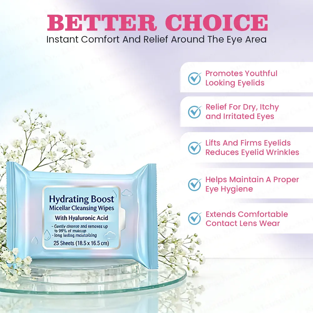 Micellar Makeup Remover Wipes, Daily Face Cleanser Wipes, Hydrating With Aloe Vera, Oil-Free,Individually Wrapped for Travel detail