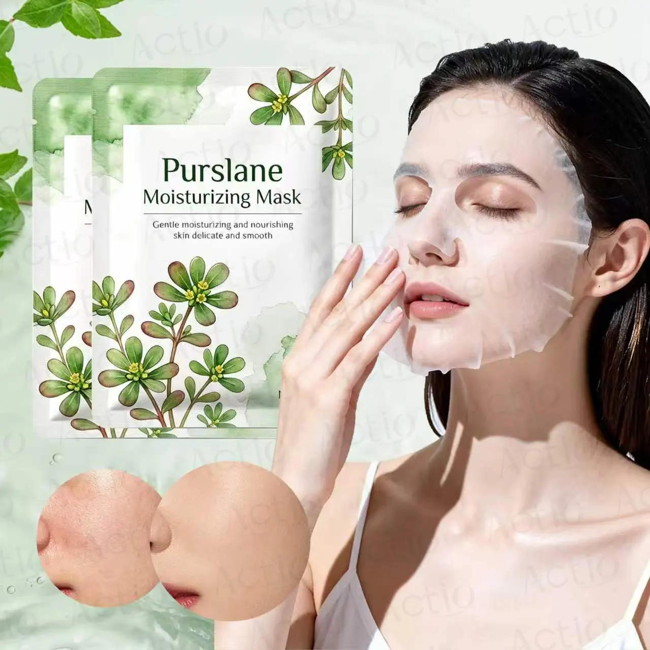 Private Label Smooth Facial Mask With Purslane Extract Soothing Repair & Improve Dullness Skin