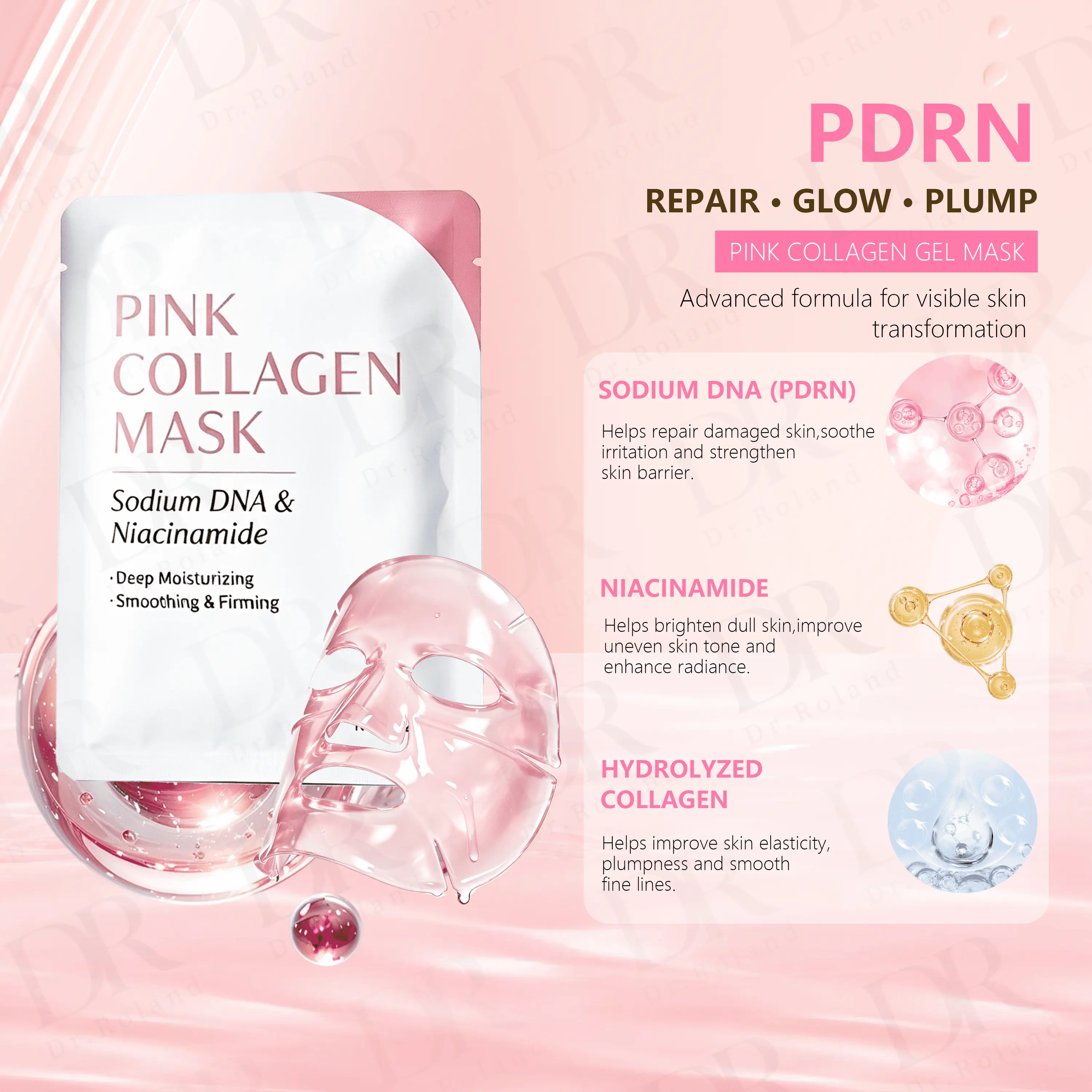 Hot Selling Lightening Firming Deeply Moisturizing Collagen Peel Off Facial Mask for Skin Cooling & Soothing
