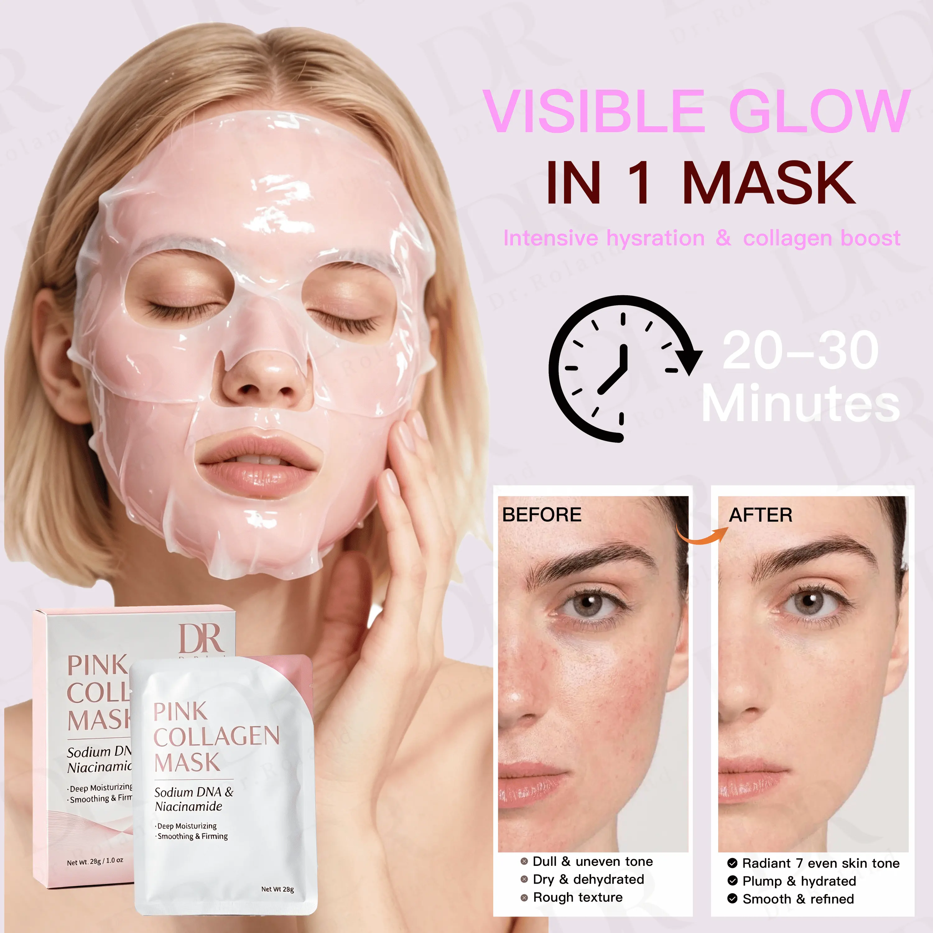 Hot Selling Lightening Firming Deeply Moisturizing Collagen Peel Off Facial Mask for Skin Cooling & Soothing