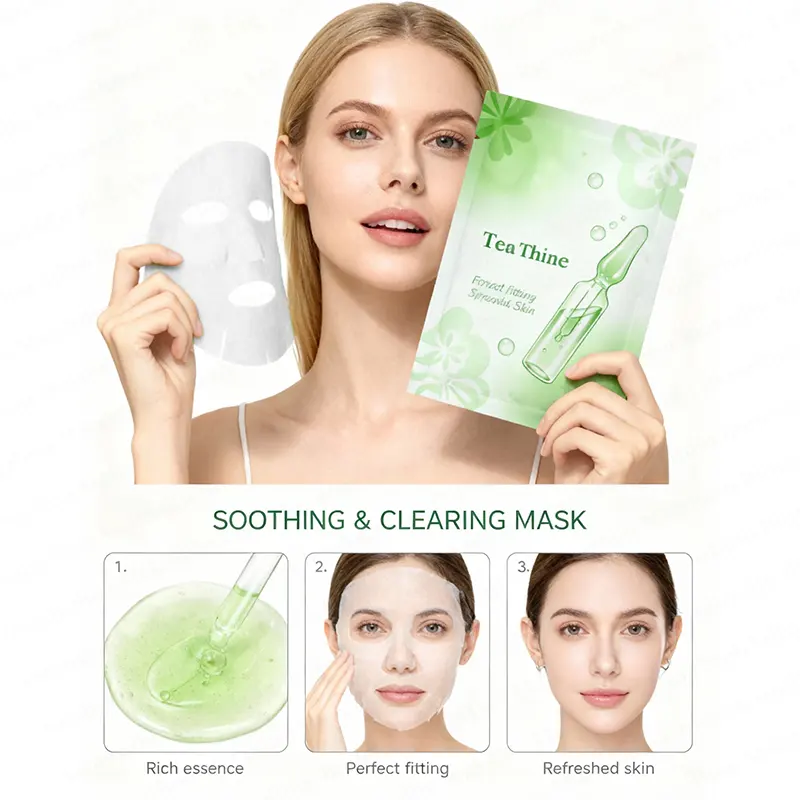 Private Label Gentle Nourishing Face Masks Hyaluronic Acid Moisturizer & Tea Tree Calming For Sensitive & Dry Skin