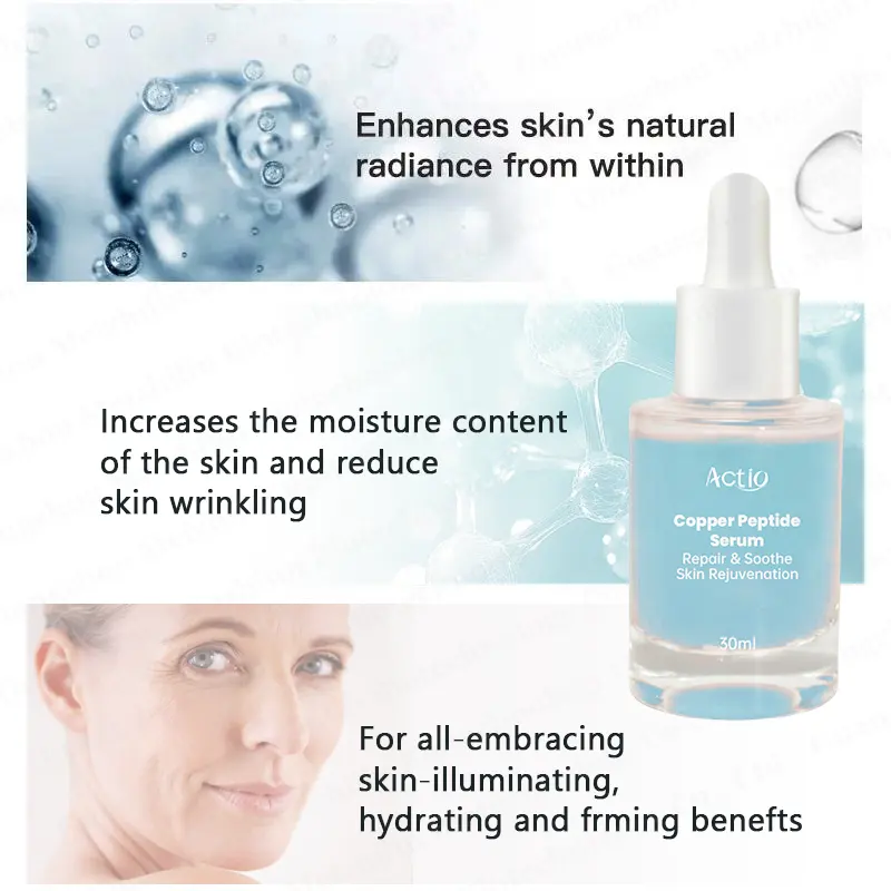 100% Pure Ghk-cu Copper Peptide Collagen Serum Gentle Anti-Aging Hydrating Serum for Sensitive to Dry Skin Reduces Wrinkles