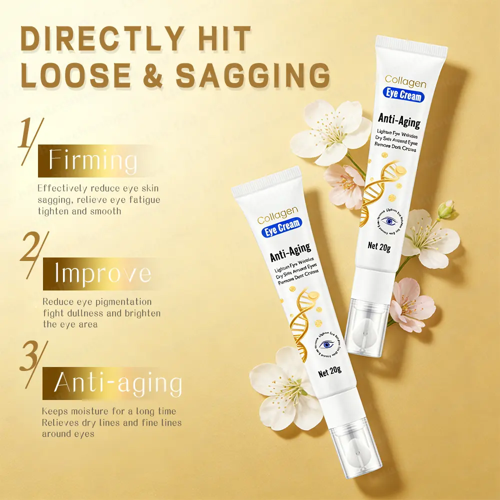 Private Label Collagen Eye Cream Repair Wrinkles & Dark Circles Deep Moisture Bright & Firm Eyes for Dry Eye Skin