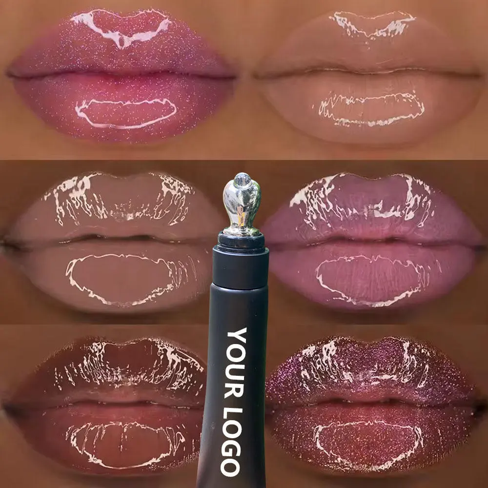 Custom Vegan Zinc Alloy Squeeze Plumping Lip Gloss Lip Oil Hyaluronic Acid Moisturizing Nourishing Tinted Lip Oil Private Label