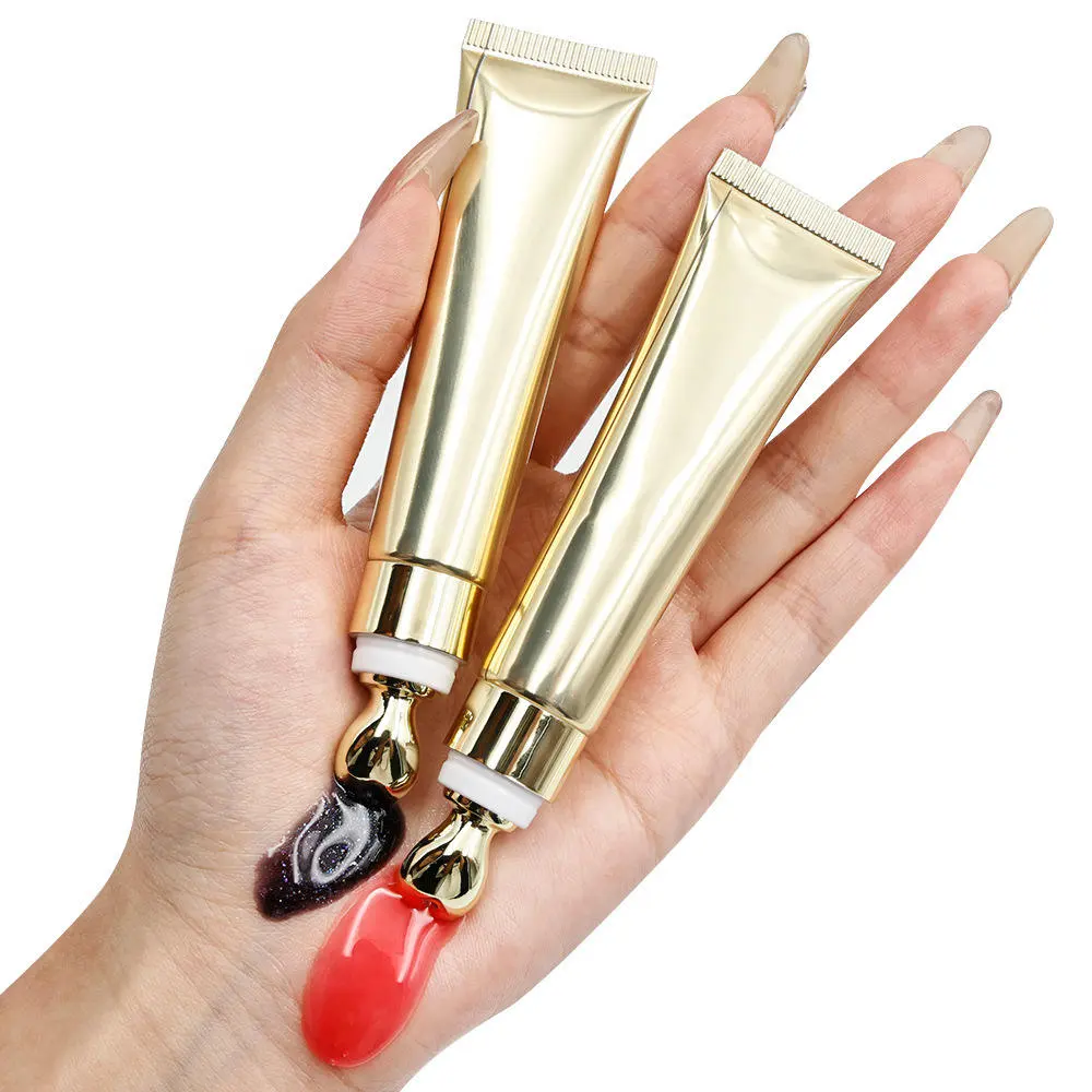 Custom Vegan Zinc Alloy Squeeze Plumping Lip Gloss Lip Oil Hyaluronic Acid Moisturizing Nourishing Tinted Lip Oil Private Label