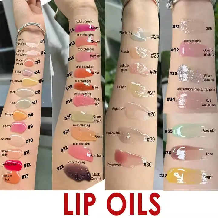 Custom Vegan Zinc Alloy Squeeze Plumping Lip Gloss Lip Oil Hyaluronic Acid Moisturizing Nourishing Tinted Lip Oil Private Label