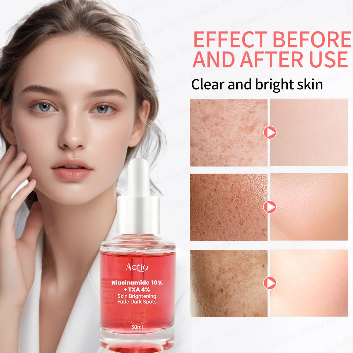 Custom Glowing Lightening Face Serum Overnight Hydrolyzed Niacinamide Moisturizing Lightening Nicotinamide Serum Essence
