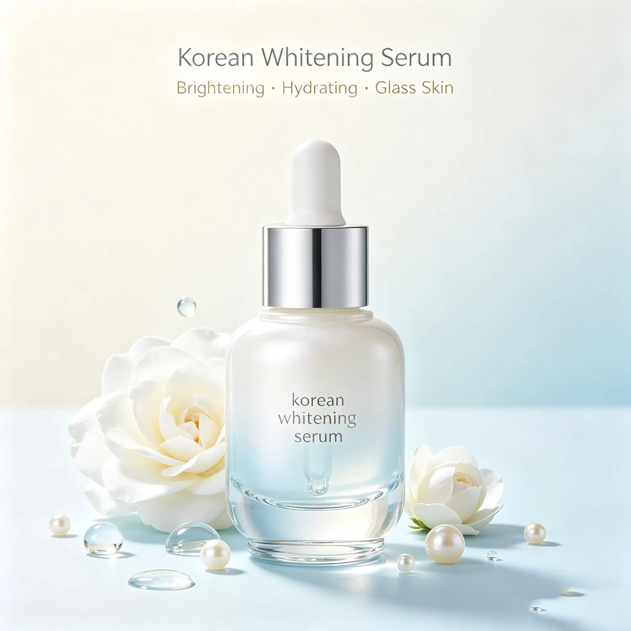 Korean Whitening Serum, Hydrating Brightening Face Serum for Dark Spots, Even Tone and Glass Skin Glow