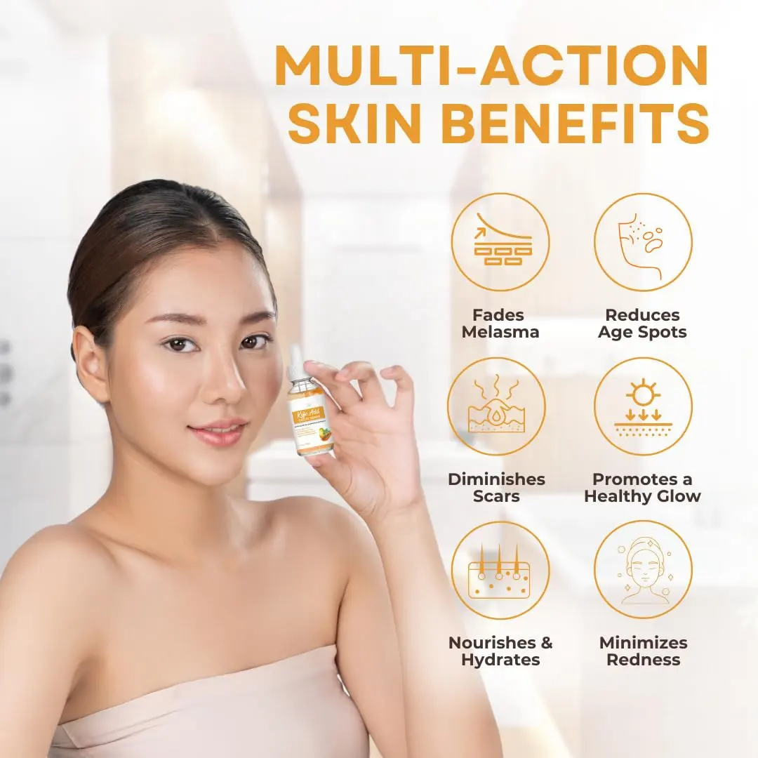Organic Herbal Kojic Acid Oil Whitening Face Serum with Hyaluronic Acid & Vitamin C Witch Hazel & Aloe Vera
