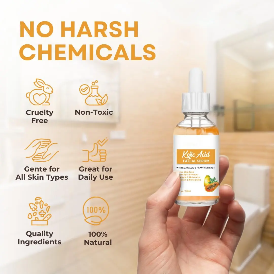 Organic Herbal Kojic Acid Oil Whitening Face Serum with Hyaluronic Acid & Vitamin C Witch Hazel & Aloe Vera