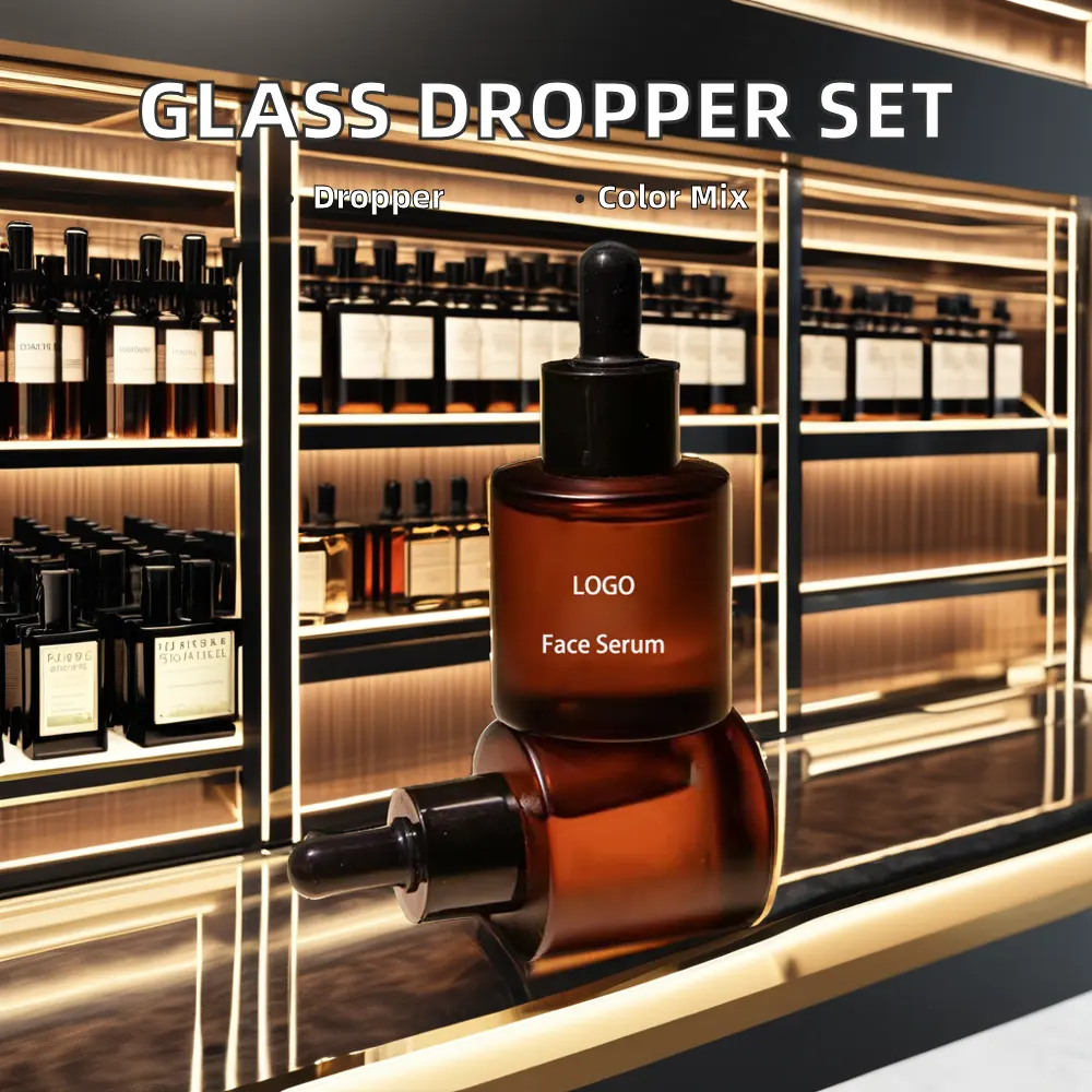 OEM/ODM Facial Serum Moisturizer Whitening Clear Dark Green Serum Amber Frosted Cosmetics Such Eye Cream Serum Roll Cap
